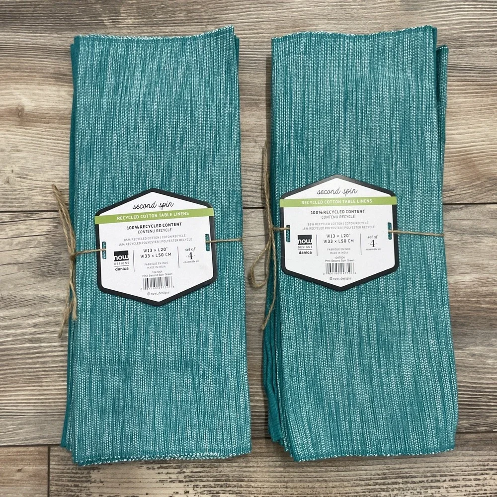 Now Designs‎ Danica Placemats Set of 8 Second Spin Recycled Cotton Green